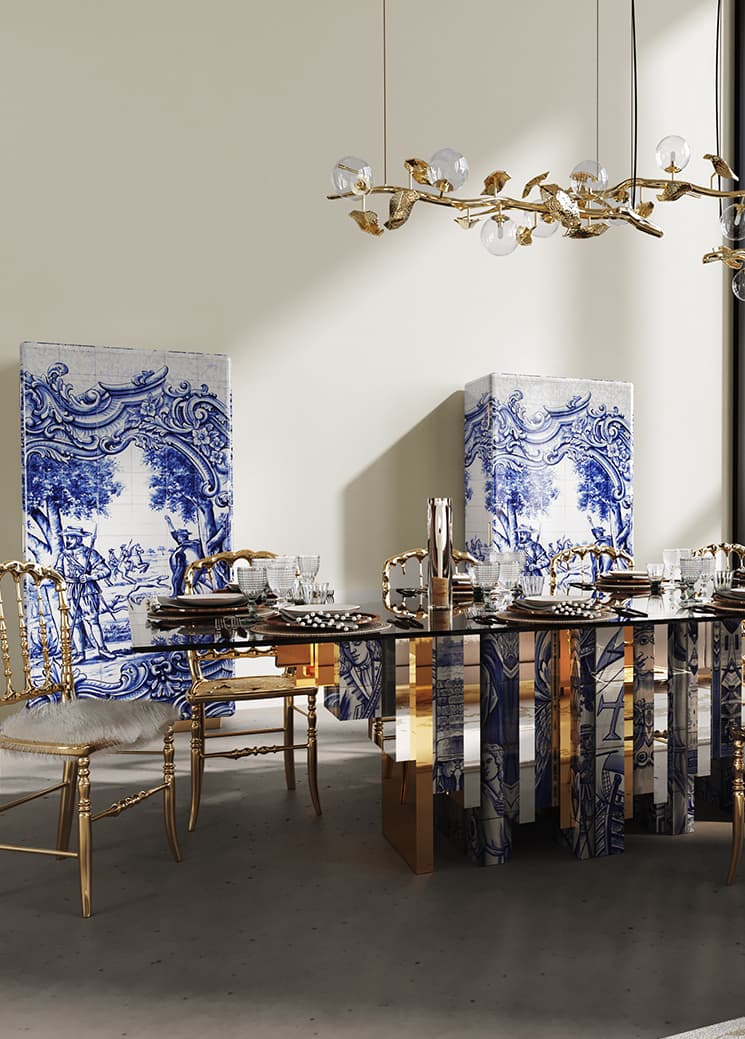 Heritage dining table in luxurious ambience